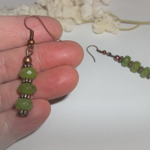 Boho Style Earrings Set Green Copper Jewelry Fashion Accessory Handmade 6479 - Picture 7 of 10
